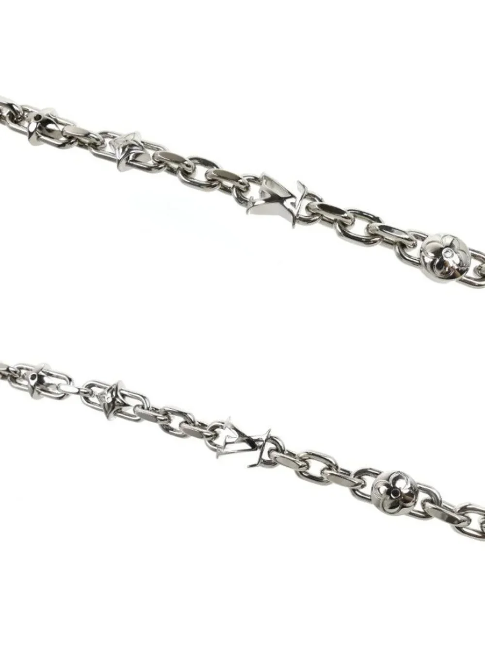 Louis Vuitton Metal LV Monogram Lovers Chain Bracelet 22.5